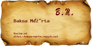 Baksa Márta névjegykártya