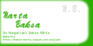 marta baksa business card