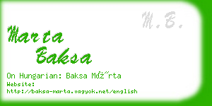 marta baksa business card